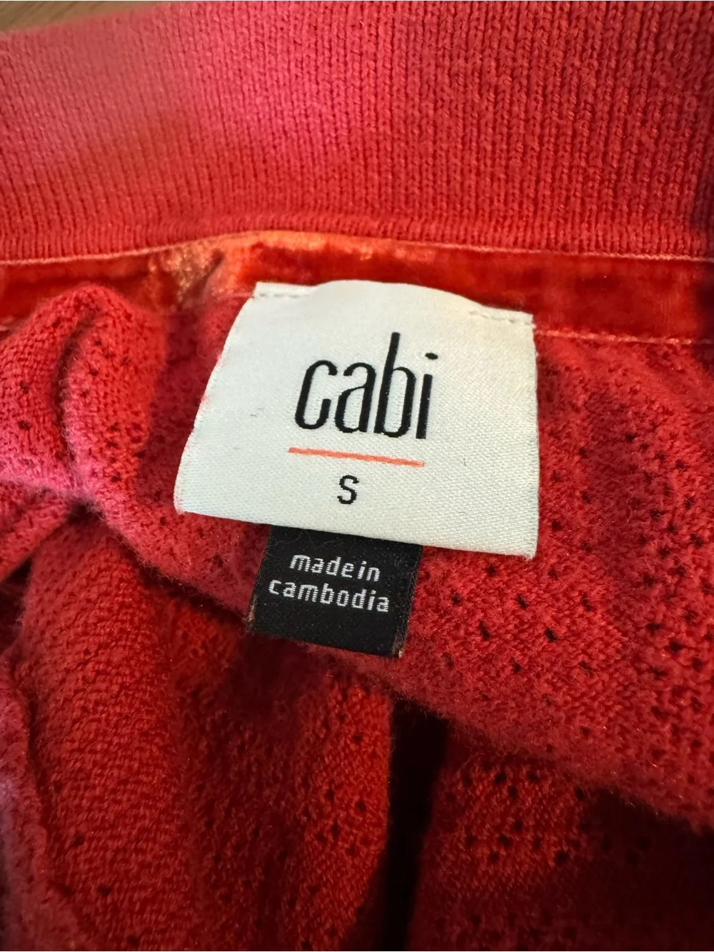 Cabi Athena Crimson Pointelle V-Neck Pullover